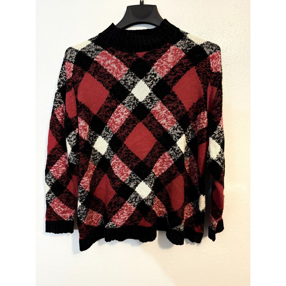 Monterey by Koret womens Red/Black Pullover Knit Sweater
